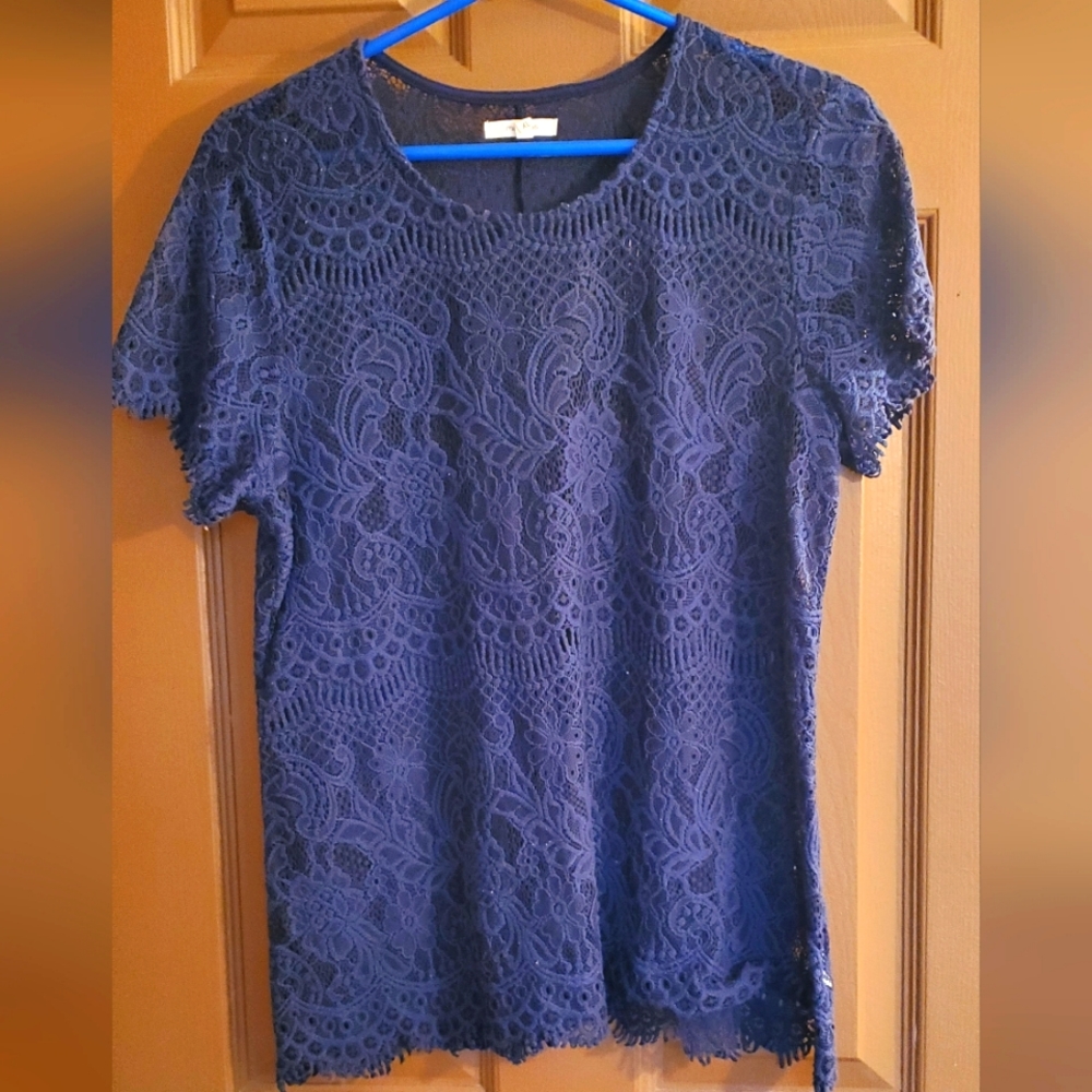 Maurices Blue Lace Short Sleeve